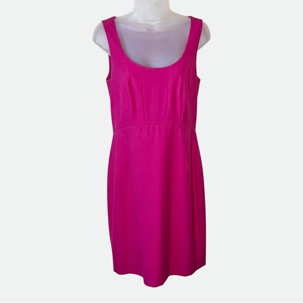 ANN TAYLOR Magenta Pink Sleeveless Scoop Neck Sheath Dress Size 6 Summer Office - Picture 2 of 6